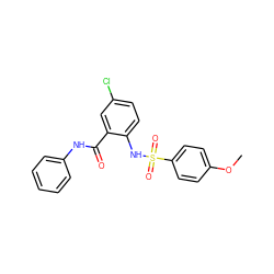 COc1ccc(S(=O)(=O)Nc2ccc(Cl)cc2C(=O)Nc2ccccc2)cc1 ZINC000166319374