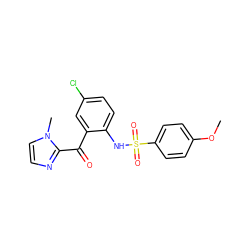 COc1ccc(S(=O)(=O)Nc2ccc(Cl)cc2C(=O)c2nccn2C)cc1 ZINC000147002425