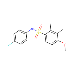 COc1ccc(S(=O)(=O)Nc2ccc(F)cc2)c(C)c1C ZINC000000384636