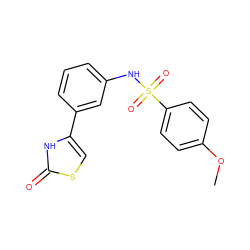 COc1ccc(S(=O)(=O)Nc2cccc(-c3csc(=O)[nH]3)c2)cc1 ZINC000095602958