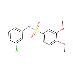 COc1ccc(S(=O)(=O)Nc2cccc(Cl)c2)cc1OC ZINC000000172743