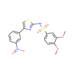 COc1ccc(S(=O)(=O)Nc2nc(-c3cccc([N+](=O)[O-])c3)cs2)cc1OC ZINC000001546077