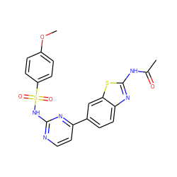 COc1ccc(S(=O)(=O)Nc2nccc(-c3ccc4nc(NC(C)=O)sc4c3)n2)cc1 ZINC000071316486