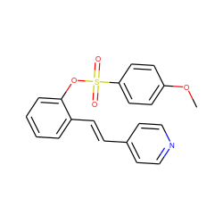 COc1ccc(S(=O)(=O)Oc2ccccc2/C=C/c2ccncc2)cc1 ZINC000029399521