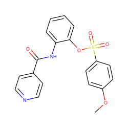 COc1ccc(S(=O)(=O)Oc2ccccc2NC(=O)c2ccncc2)cc1 ZINC000029405812