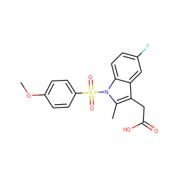 COc1ccc(S(=O)(=O)n2c(C)c(CC(=O)O)c3cc(F)ccc32)cc1 ZINC000013673921