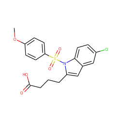 COc1ccc(S(=O)(=O)n2c(CCCC(=O)O)cc3cc(Cl)ccc32)cc1 ZINC000204914870