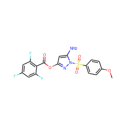 COc1ccc(S(=O)(=O)n2nc(OC(=O)c3c(F)cc(F)cc3F)cc2N)cc1 ZINC000045300552