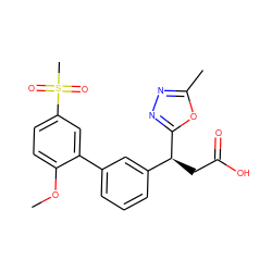 COc1ccc(S(C)(=O)=O)cc1-c1cccc([C@H](CC(=O)O)c2nnc(C)o2)c1 ZINC001772584172