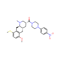 COc1ccc(SC)c2c1C[C@H]1C[C@@H](C(=O)N3CCN(c4ccc([N+](=O)[O-])cc4)CC3)CN(C)[C@@H]1C2 ZINC000028949886