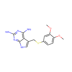 COc1ccc(SCc2c[nH]c3nc(N)nc(N)c23)cc1OC ZINC000013652162