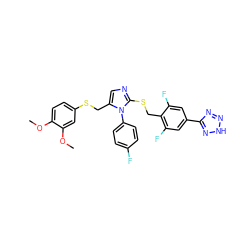 COc1ccc(SCc2cnc(SCc3c(F)cc(-c4nn[nH]n4)cc3F)n2-c2ccc(F)cc2)cc1OC ZINC001772585888