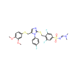 COc1ccc(SCc2cnc(SCc3c(F)cc(S(=O)(=O)/N=C/N(C)C)cc3F)n2-c2ccc(F)cc2)cc1OC ZINC001772574997