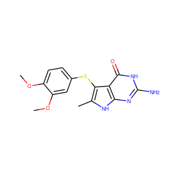 COc1ccc(Sc2c(C)[nH]c3nc(N)[nH]c(=O)c23)cc1OC ZINC000013760108