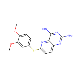 COc1ccc(Sc2ccc3nc(N)nc(N)c3n2)cc1OC ZINC000003814943