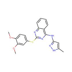 COc1ccc(Sc2nc(Nc3cc(C)[nH]n3)c3ccccc3n2)cc1OC ZINC000043072071