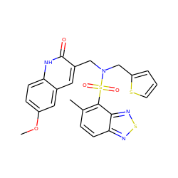 COc1ccc2[nH]c(=O)c(CN(Cc3cccs3)S(=O)(=O)c3c(C)ccc4nsnc34)cc2c1 ZINC000008680589