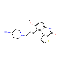 COc1ccc2[nH]c(=O)c3sccc3c2c1/C=C/CN1CCC(N)CC1 ZINC000149762377