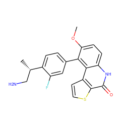 COc1ccc2[nH]c(=O)c3sccc3c2c1-c1ccc([C@@H](C)CN)c(F)c1 ZINC000165204563