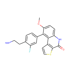 COc1ccc2[nH]c(=O)c3sccc3c2c1-c1ccc(CCN)c(F)c1 ZINC000165114681