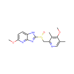 COc1ccc2[nH]c([S@+]([O-])Cc3ncc(C)c(OC)c3C)nc2n1 ZINC000003791775