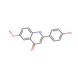 COc1ccc2[nH]c(-c3ccc(O)cc3)cc(=O)c2c1 ZINC000005503270