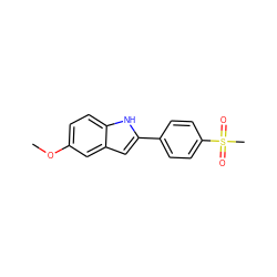 COc1ccc2[nH]c(-c3ccc(S(C)(=O)=O)cc3)cc2c1 ZINC000045245531