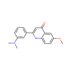 COc1ccc2[nH]c(-c3cccc(N(C)C)c3)cc(=O)c2c1 ZINC000005502602