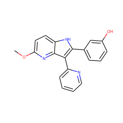 COc1ccc2[nH]c(-c3cccc(O)c3)c(-c3ccccn3)c2n1 ZINC000169323371