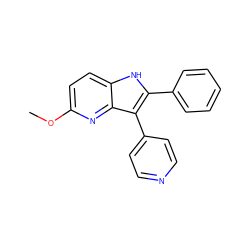 COc1ccc2[nH]c(-c3ccccc3)c(-c3ccncc3)c2n1 ZINC000169323351