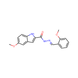 COc1ccc2[nH]c(C(=O)N/N=C/c3ccccc3OC)cc2c1 ZINC000002203162