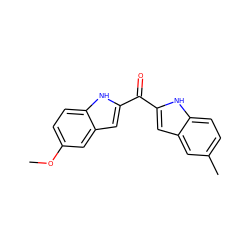 COc1ccc2[nH]c(C(=O)c3cc4cc(C)ccc4[nH]3)cc2c1 ZINC000013687679