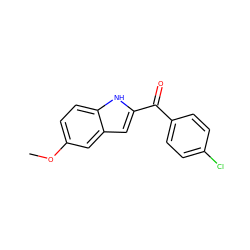 COc1ccc2[nH]c(C(=O)c3ccc(Cl)cc3)cc2c1 ZINC000013471012