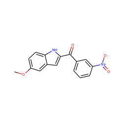 COc1ccc2[nH]c(C(=O)c3cccc([N+](=O)[O-])c3)cc2c1 ZINC000013470994