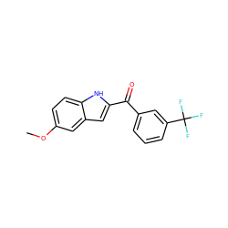 COc1ccc2[nH]c(C(=O)c3cccc(C(F)(F)F)c3)cc2c1 ZINC000013470990