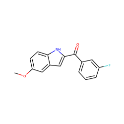 COc1ccc2[nH]c(C(=O)c3cccc(F)c3)cc2c1 ZINC000013471019