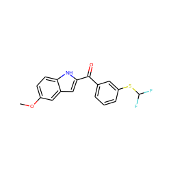 COc1ccc2[nH]c(C(=O)c3cccc(SC(F)F)c3)cc2c1 ZINC000013470988