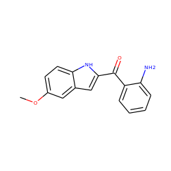 COc1ccc2[nH]c(C(=O)c3ccccc3N)cc2c1 ZINC000013470993