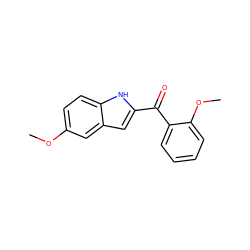 COc1ccc2[nH]c(C(=O)c3ccccc3OC)cc2c1 ZINC000013470957