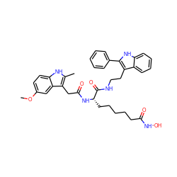 COc1ccc2[nH]c(C)c(CC(=O)N[C@@H](CCCCCC(=O)NO)C(=O)NCCc3c(-c4ccccc4)[nH]c4ccccc34)c2c1 ZINC000036338671