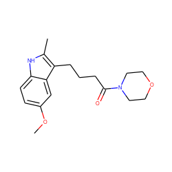 COc1ccc2[nH]c(C)c(CCCC(=O)N3CCOCC3)c2c1 ZINC000028704777