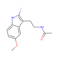 COc1ccc2[nH]c(I)c(CCNC(C)=O)c2c1 ZINC000002516056