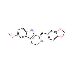 COc1ccc2[nH]c3c(c2c1)CCN[C@@H]3Cc1ccc2c(c1)OCO2 ZINC000028889406