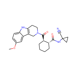 COc1ccc2[nH]c3c(c2c1)CN(C(=O)[C@@H]1CCCC[C@H]1C(=O)NC1(C#N)CC1)CC3 ZINC000095553658