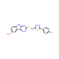 COc1ccc2[nH]c3nc(SCc4nnc(-c5ccc(C)cc5)o4)nnc3c2c1 ZINC000000908088