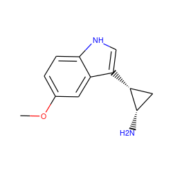 COc1ccc2[nH]cc([C@@H]3C[C@@H]3N)c2c1 ZINC000013782226