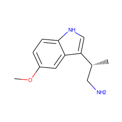 COc1ccc2[nH]cc([C@H](C)CN)c2c1 ZINC000002035314