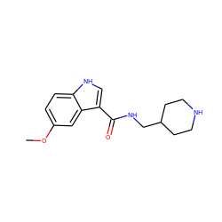 COc1ccc2[nH]cc(C(=O)NCC3CCNCC3)c2c1 ZINC000043023881