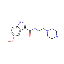 COc1ccc2[nH]cc(C(=O)NCCN3CCNCC3)c2c1 ZINC000042966415