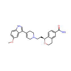 COc1ccc2[nH]cc(C3=CCN(CC[C@@H]4OCCc5cc(C(N)=O)ccc54)CC3)c2c1 ZINC000026498910